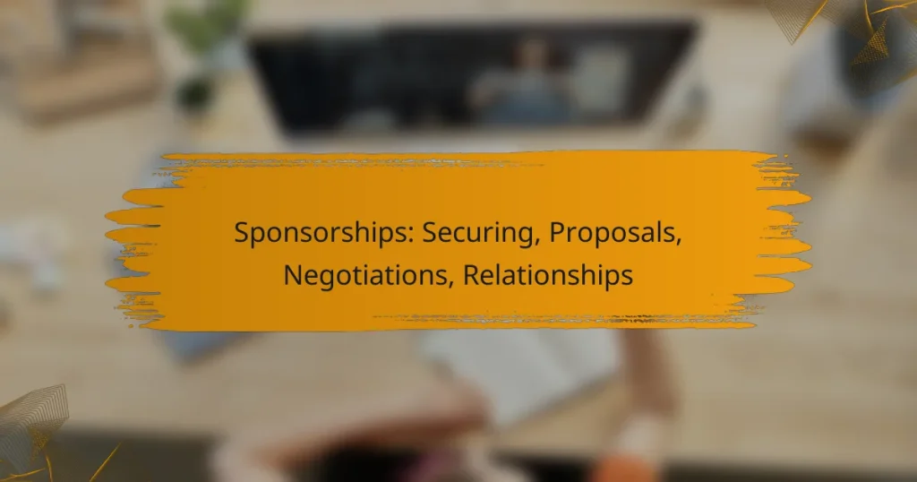 Sponsorships: Securing, Proposals, Negotiations, Relationships